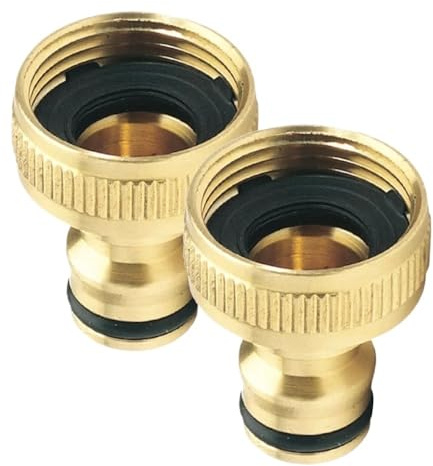 JWFBDB 2Pcs 3/4'' to 1/2'' Brass Garden Faucet Hose Tap Water Adapter Connector Pipe Fittings Quick