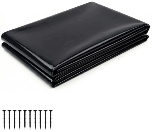 mawmuaw Teichfolie 3x3 M, HDPE Teichfolien 0.2mm Stärke | Schwerlast Teich Folie, Dichtungsfolie, Flexibel Teichmembran, Schwarz, Schwimmteich Folie für Teich, Gärten, Fischteiche
