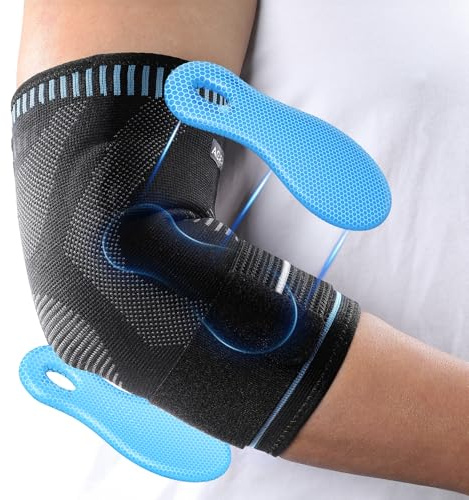 AGPTEK Coderas Epicondilitis con Banda de Compresión Extraíble - Codo de Tenista y Golfista, Alivio del Dolor, Soporte para Gimnasio y Deportes, Codera Padel