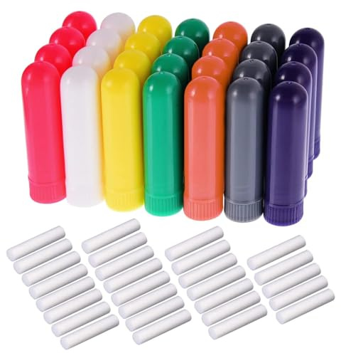 Set di 28 inalatori nasali per aromaterapia, inalatori nasali, ricaricabili, 7 colori, con stoppini