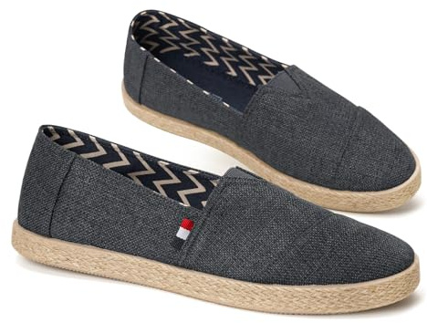GLAMORA Alpargatas Hombre Esparto Náuticos Lona Sin Cordones Transpirables Antideslizantes Zapatos Verano Slip On Calzado Casual Ligero Cómodo Mocasín Tela Suela Yute Estilo Comodidad navy-39