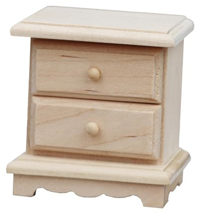 QUILSTM Schicke Mini Möbel, darunter Puppenhausmöbel, stilvolle Mini Nachttische aus sorgfältig gefertigtem, glattem Holz. Puppenhausmöbel im Maßstab 1:12 aus Holz. 1:12
