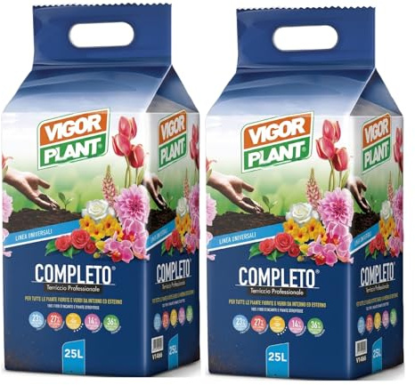 Terreau Universel Complet 50 L (2 Paquets de 25 L) | Terreau et substrat pour Plantes, Fleurs et Potager | Rempotage, Jardin et Balcon