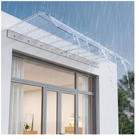 Vordach für Haustür aus 3,5 mm Massiv Polycarbonat,UV-Schutz Türdach Regenschutz,Haustürvordach - Pultvordach,Moderne Vordach für Haustür,für Tür und Fenster(W55*L260cm/W 21.6*L102.3in)