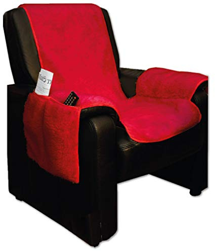 Bestlivings Sesselschoner 147x147cm Überwurf Lammflor Polsterschutz, Auswahl: Farbe - rot - Salsa