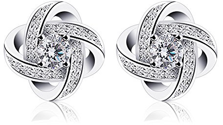 B.Catcher Boucles d'oreilles Gemini pour Femme, Argent 925 Sterling,5A Zirconium Cubique,Plaquées Rhodium (1.22cm),Sans Nickel,Coffret cadeau hypoallergénique et élégant,Idéales Anniversaire & Mariage