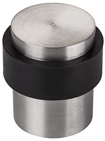 Stoppla Bodentürstopper Igor Edelstahl - Massiver Türstopper zur Bodenmontage mit Gummi Türpuffer für Boden ø35mm H:40mm