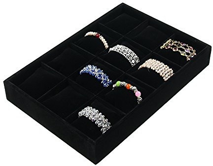 Bocar Espositore per gioielli in velluto nero per braccialetti e orologi, con 12 cuscini (BP=12ZT)