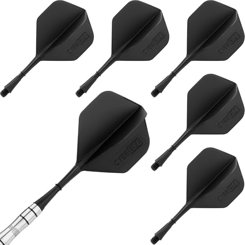 CyeeLife 6 st gjutna dartflygningar och axlar 2BA, ett stycke integrerat tillbehör CF01 svart-S