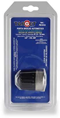 TARGET PB1910 - Portabrocas - Mandril - Rosca 3/8 - 24h. UNF - Broca 1,5-10 Milímetros - Automático - Profesional - Taladro hasta 500 Vatios