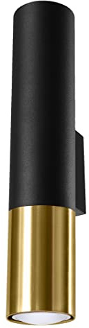 SOLLUX lighting Wandleuchte Innen - Wandlampe Stahl - 1 Flammig - LED Lampe Glühbirne - Schwarz Golden Loopez