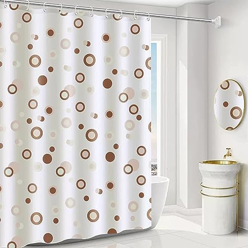 Chenbing Art Polyesterfaser Duschvorhang 150x203cm Kaffee Kreis Schimmelfrei Wasserdicht mit 12 Duschvorhangringen Personenspezifisch Druck Badvorhang Textil Antibakteriell Waschbares Duschvorhangs