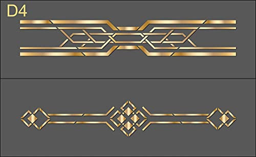Art-Deco-Bordüren, dekorative wiederverwendbare Schablone, Retro-Stil, 20er-Jahre-Ornamente, Vintage-Ornamente und verzierte Bordüren (D-4, XL)