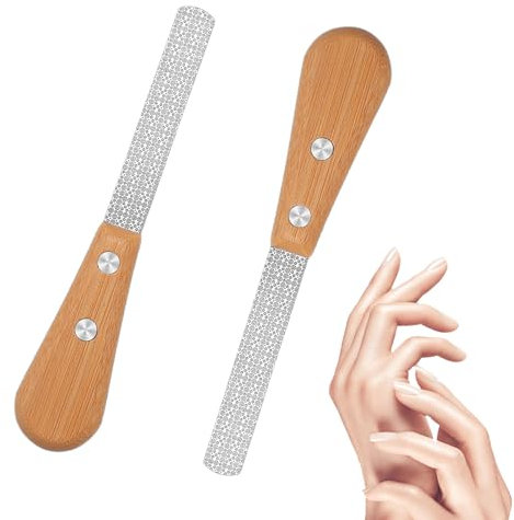 NICEIN®2 Stück Nagelfeile mit Bambusgriff,Nagelfeilen Doppelseitige,Wiederverwendbare Nagelfeilen für Gelnägel und Naturnägel,Hochwertige Profi Waschbar Feilen für Maniküre,Pediküre,Friseursalon