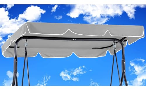 Cubierta para Columpio 210x145cm Impermeable, Toldo de Reemplazo Anti Viento para Jardin Exterior, Resistente al Desgarro, Paño de Poliéster (210*145cm, Gris)