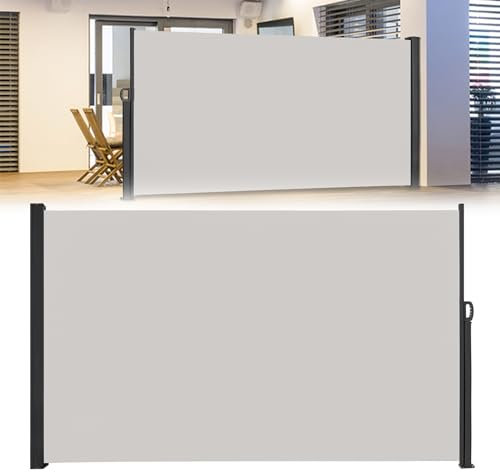 JNGLGO Tenda da sole laterale allungabile, 180 x 300 cm, protezione dal vento, tenda laterale, tenda da sole per balcone, terrazza, giardino, grigio