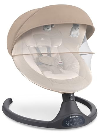 Kikka Boo Sdraietta Neonati Elettrica Codie – Dondolo Elettrico per Neonati con Bluetooth, 5 Velocità, Schienale Regolabile, 10 Melodie, fino a 9 kg, Beige