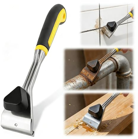 Carbide Paint Scraper with 60mm Double-Edged Tungsten Carbide Blades,Ergonomic Soft Grip Wood Scraper Tool Floor Scraper for Removing Varnish Paint Glue