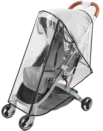 PAIKIUU Protector de lluvia universal para cochecito de bebé con ventana, protección contra el sol, el polvo, el viento, la nieve, transpirable, transparente