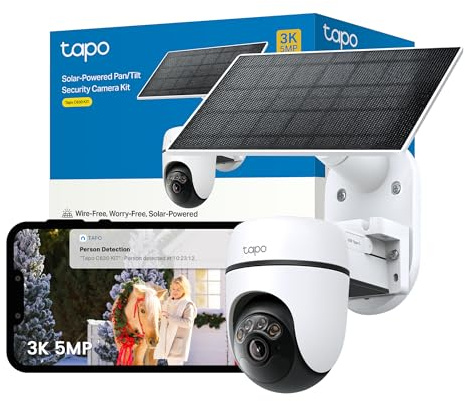 Tapo C630 KIT 3K 5MP Solar Security Camera Outdoor Wireless,Security camera,Colour Night Outdoor Camera,360°AI Detection CCTV,IP65,No Hub Required,Alexa,Google Home,Flexible Storage,No Monthly fee