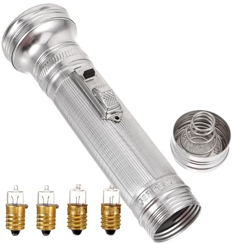 Lurrose Linterna Portátil Antigua de Metal Pequeña sin Pilas 5 Bombillas Linterna Vintage para Exteriores Estilo Años 80 Adecuado para Camping y Aventuras