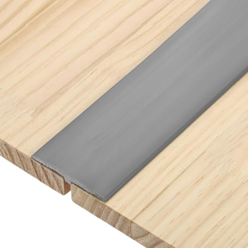 T Profil Übergangsleiste, Übergangsprofil Selbstklebend, PVC Türschwellen Leiste, Boden Höhenausgleich Abdeckleiste für Parkettböden Laminate Schwellen (Grau, 3M * 5CM)