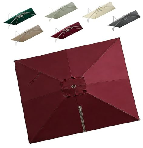 ENGTICUENU Tessuto di Ricambio per Ombrellone Quadrato 3x4m Copertura di Ricambio per Ombrellone Decentrato 8 Stecche Baldacchino di Ricambio Impermeabile(Burgundy)
