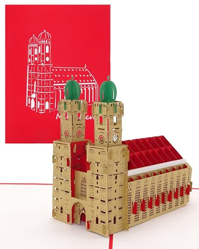 Pop Up Karte München - Frauenkirche - 3D Grußkarte & Glückwunschkarte der Münchener Frauenkirche – als Reisegutschein, Munich Souvenir, Bayernkarte, Geschenk & Geschenkverpackung