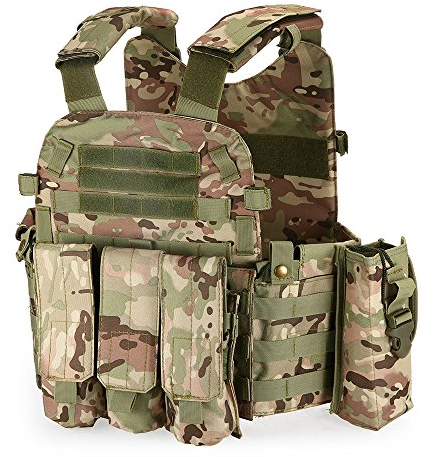 Lixada Modulär utomhusväst för män, jakt, utrustning, lastbärare, väst med vätskeficka