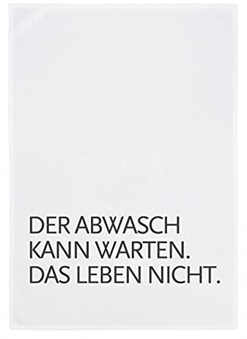 17;30 made in Hamburg Geschirrtuch Grau mit Spruch Der Abwasch kann warten. Das Leben Nicht. 50x70 cm