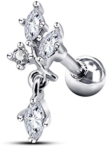 OUFER 16G 316L Chirurgenstahl Ohrringe Tragus & Helix Piercing Schmuck 6 mm, Edelstahl
