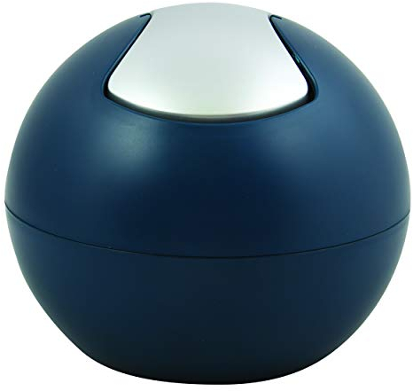 Spirella Cestino per Il Bagno, Contenitore per Cosmetici, 1 litro, Finitura Lucida o Opaca, con Coperchio Basculante, Cestino da Tavolo, Colore Petrolio Opaco