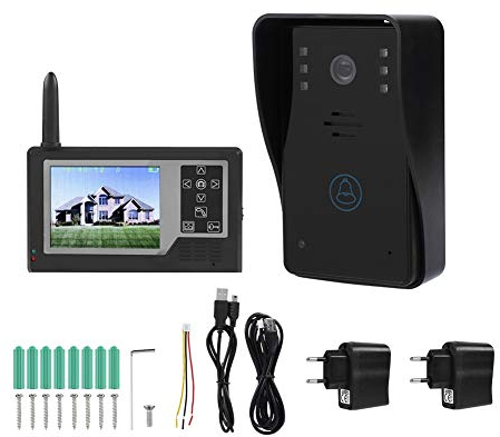 Garsent Videocitofono TFT LCD, Monitor LCD 3,5 Pollici con Campanello Video citofono WiFi con Telecamera per Visione Notturna Video Campanello per casa Famiglia 1/2(1 Display Interno)