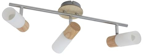 Lindby Deckenlampe Glas, Holz Deckenstrahler schwenkbar und drehbar 3x E14 max. 5W ohne Leuchtmittel Deckenleuchte Deckenspot Spot Strahler