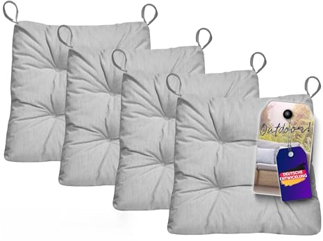 Traumnacht Premium Stuhlkissen Sitzkissen 4er Set 38x40x7 cm | Polyesterbezug | Weich & formstabil | Öko-Tex Zertifiziert | Deutscher Qualitätsstandard | Hellgrau