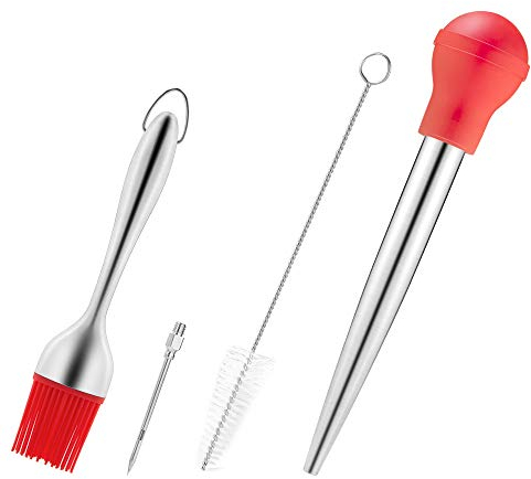 SHEANAON Siringa per Arrosti e Marinata BBQ Iniettore Pipetta Arrosto per Manzo, Iniettore Spezie Friggere Siringa marinata Manzo BBQ Pasticcini Pollo Marmellata