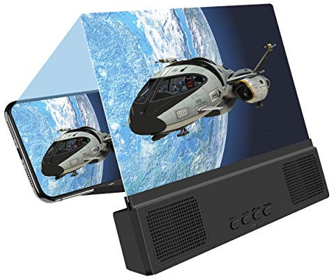 Rehomy Loupe D'écran avec BT Haut-Parleur Portable HD Amplificateur D'écran Amplificateur D'écran pour Smartphones Jusqu'à 6 Pouces 12 Pouces (Bluetooth)