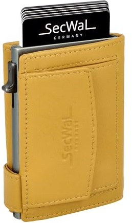 SecWal Kartenetui mit Münzfach Druckknopf inkl. Geschenkbox - Made in Germany - Echtleder Mini Geldbörse inkl. E-Book für Damen und Herren - RFID Schutz Portemonnaie Leder