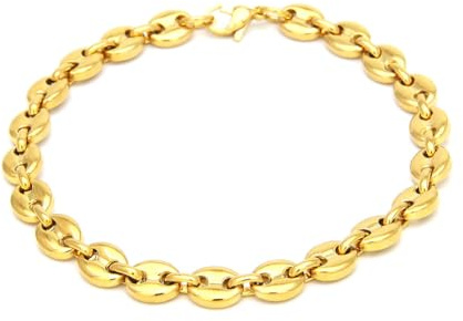 HIJONES Herren Damen Minimalistisch Funkelnd Gold 11MM Kaffeebohnenkette Halskette aus Edelstahl Einstellbar