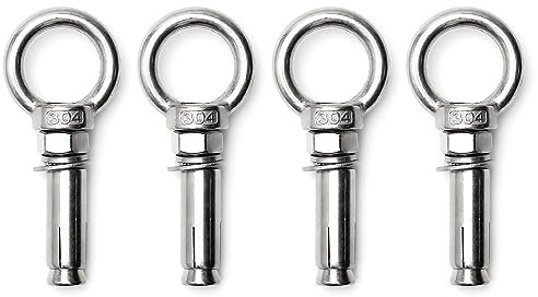 MroMax M10 x 60 Expansion Augbolzen Augenmutter Schraube mit Ring 304 Edelstahl Anker Rohschrauben 4 Stück