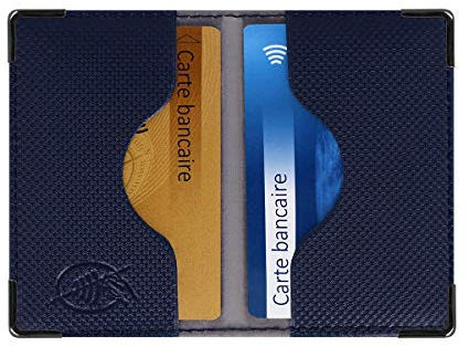 Color Pop Etui 2 Cartes bancaires Anti-piratage (Anti-RFID) - Fabrication française - PVC Silver (Bleu Marine) - Protection des données bancaires - 9,7 x 6,5 cm