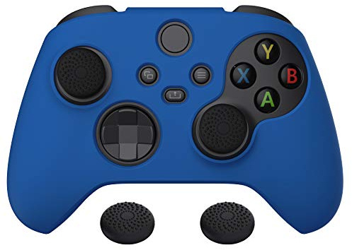 PlayVital Anti-Slip Silicone Cover Skin for Xbox Series X Controller with Black Thumb Grip Caps, Soft Rubber Case Protector for Xbox Series S Controller - Blue Pure Series