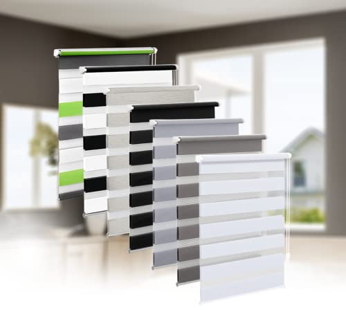 Eurohome Doppelrollo Klemmfix ohne Bohren, Duo Rollo,60cm x 130cm (Stoffbreite 56 cm) Weiß Transparentes und undurchsichtiges Sichtschutz Rollo mit Klemmträgern für Fenster und Türen