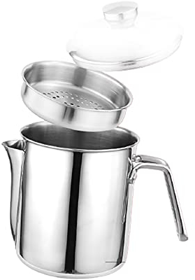 1.8 Liter Fetttrennkanne Fettabscheider Öl Fett Abscheider Öl Suppe Sieb Tasse Mit Deckel Edelstahl Ölfilter Suppenschüssel Ölabscheider 1300ML