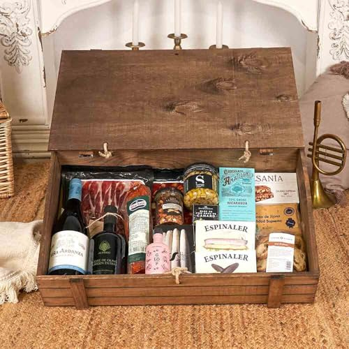 Lotes de Navidad Originales - Lote Gour 430-25 / con vino Viña Ardanza, ibéricos, foie gras, conservas premium, aceite virgen extra y dulces artesanos en caja de nogal