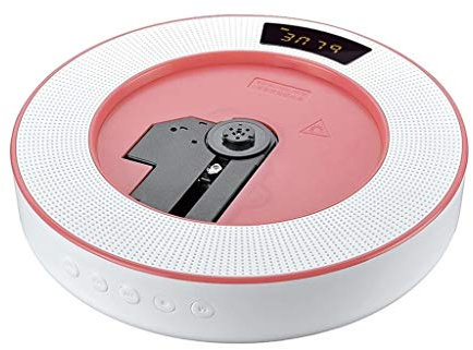 tuzhi CD Players Portable CD Player with Bluetooth, Wall Mountable Home Audio Boombox with Remote Control USB MP3 CD Player Repeat Learning Machine (Color : Pink)