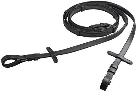 Zügel für Pferde Ponys Start SuperGrip Langlebig Pferdezügel gummierte Antirutschminen mit Stopper, Gummizügel mit Stegen, aus Gurtbandmaterial griffigem Gummi, Dicke 19 mm (Schwarz, Pony)