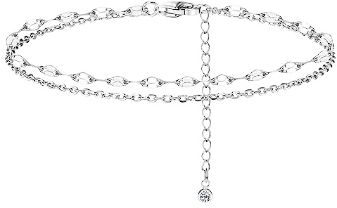 ORAZIO Argent 925 Multicouches Bracelet de Cheville Pour Femmes Coeur Boule Ronde Zircon Multiples Styles Bracelets de Cheville Avec Chaîne Ajustable Bijoux de Pieds Pour la Plage D'été 4