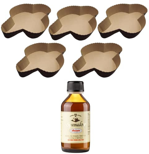 Pasticceria Fraccaro 1932 Kit Stampo per Colomba (5x750gr) | + Aroma per Colombe Fraccaro (1x100 ml), Realizza le tue Colombe Preferite direttamente in casa tua (Kit x Stampi + Aroma)