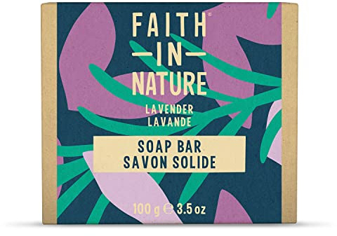 Faith In Nature Natürliche Lavendel-Handseife, Entspannend, Vegan & Cruelty Free, Frei von SLS und Parabenen, 100 g